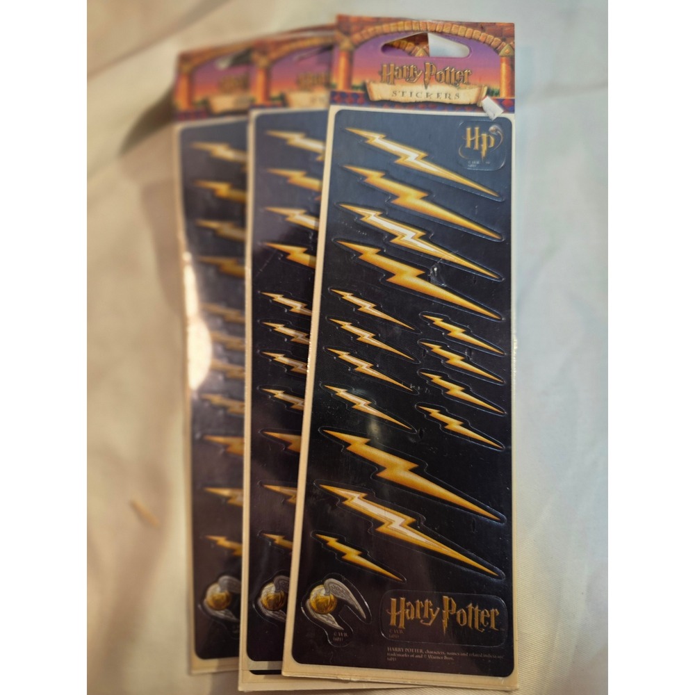 Vintage Harry Potter Lightning Bolt Stickers 3 Pack Plaid All Night Media 2001